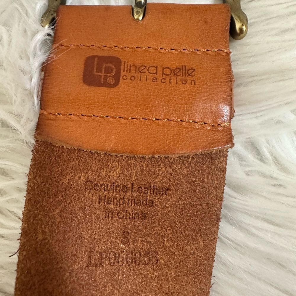 Linea Pelle Buckle Belt Woven Handmade Studded Genuine Leather Brown S - Picture 9 of 12